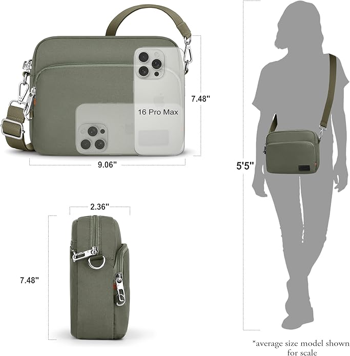 TOPEAST Anti-Theft Crossbody Travel Bag for Women Men, Lightweight Shoulder Bag Classic Design for Trip, Daily Use, Sport