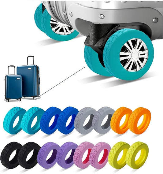 16 Pcs Upgrade Luggage Wheel Covers,Silicone Luggage Wheel Cover, 2-2.4 inches Carry-On Suitcases Office Chair Caster, Scratch-Resistant and Noise-reducing design, Essential Travel Accessories (Green)