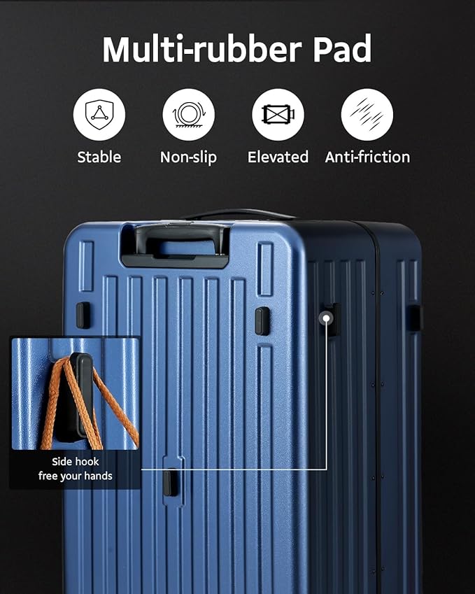 Checked Luggage, Large Suitcase 29 Inch Trunk Luggage with Spinner Wheels, Lightweight ABS+PC Hard Shell with Aluminum Frame, Top Opening, TSA Lock (Blue, 1PC)