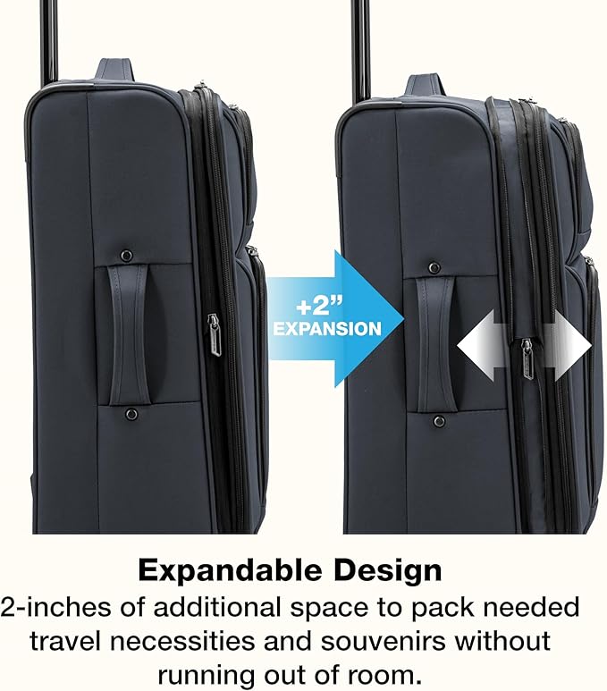 U.S. Traveler Anzio Softside Expandable Luggage with Spinner Wheels, Dark Grey, 3-Piece Set (22/26/30)