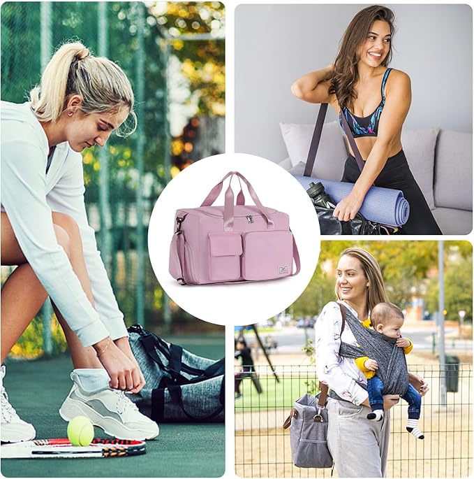FIORETTO Women's Gym Duffle Bag with Shoes Compartment, 30L Capacity, Ideal for Travel, Gym, Sports, Duffel, Weekender