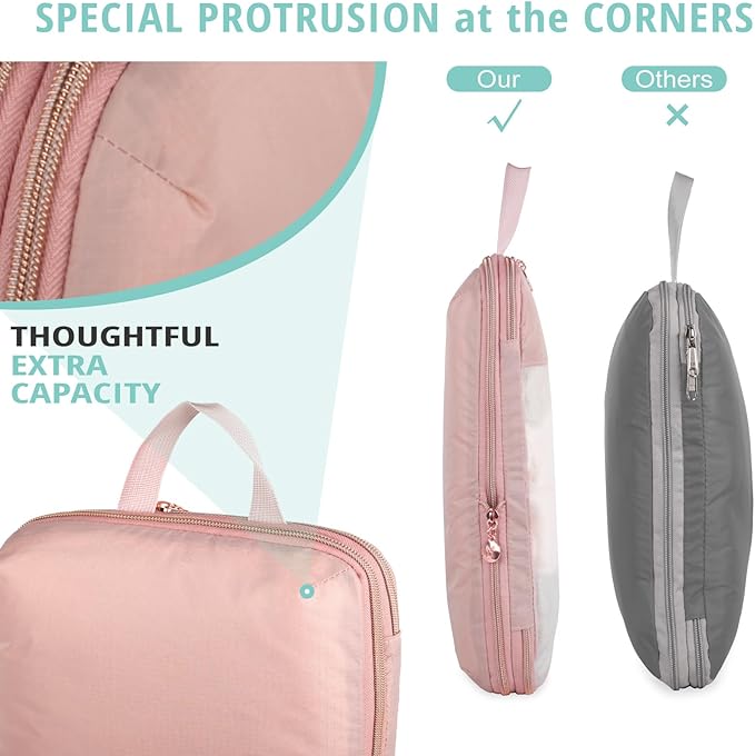 See Through Expandable Compression Packing Cubes, Mesh Travel Packing Cubes for Suitcases, Lightweight Organizers Bag Set for Travel Essentials for Luggage