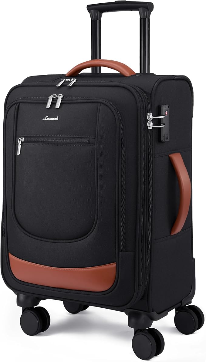 LOVEVOOK Carry On Luggage 22x14x9 Airline Approved, Softside Suitcase with Spinner Wheels for Men Women, 22 Inch Rolling Luggage with TSA Lock Multiple Compartments for Travel Business Trip