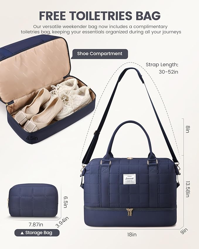 LOVEVOOK Puffer Weekender Bags for Women with Shoe Compartment, Carry On Overnight Bag, Hospital Bag for Labor and Delivery, Gym Duffel Bag with Wet Pocket,2Pcs Set