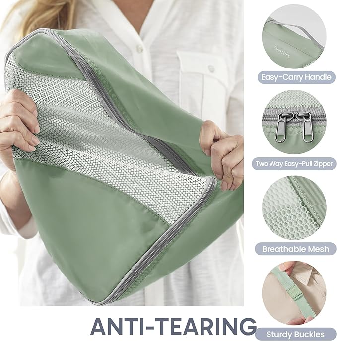 10 Set Packing Cubes for Travel, Gifts for Women Mom,Anti-Tearing Suitcase Organizer for Luggage with Shoe & Hanging Toiletry Bag,OlarHike Vacation Essentials & Accessories for Cruise Ship