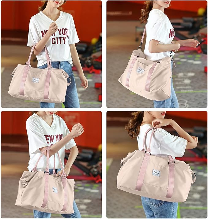 HYC00 Travel Duffel Bag,Carry-on Overnight Weekender Bags for Women,Sports Tote Gym Bag with Wet Pocket