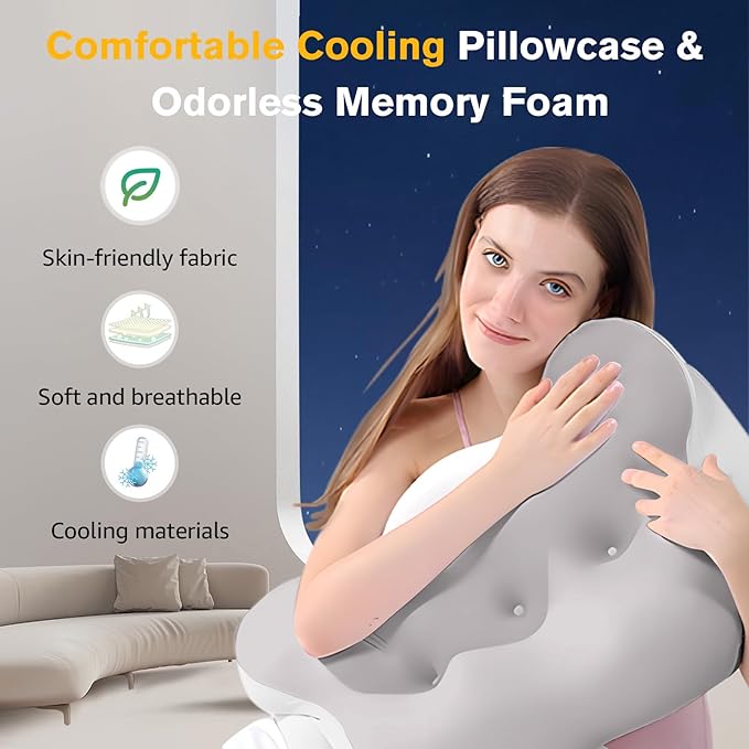 Cervical Neck Pillow, Pillows for Neck and Shoulder Pain, Contour Pillow, Neck Pillows, Pillow for Neck Pain Relief, Side Sleeper Pillows for Adults, Ergonomic Pillow, Memory Foam Pillows