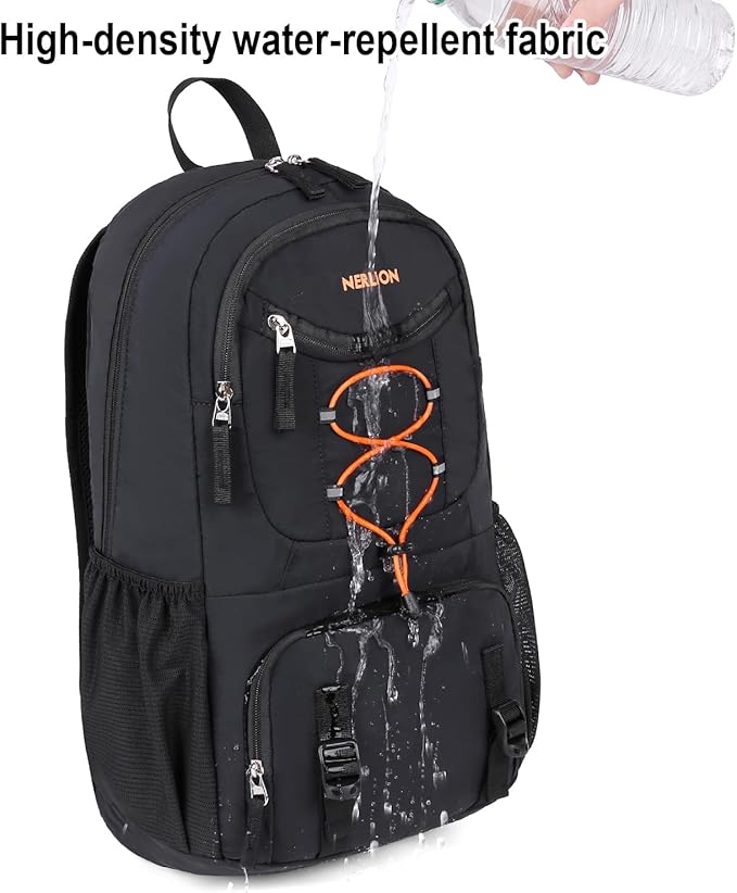 Nerlion 35L Hiking Backpack Travel Backpack for Men Women Camping Waterproof Outdoor Hiking Daypack Lightweight Backpack Black Orange