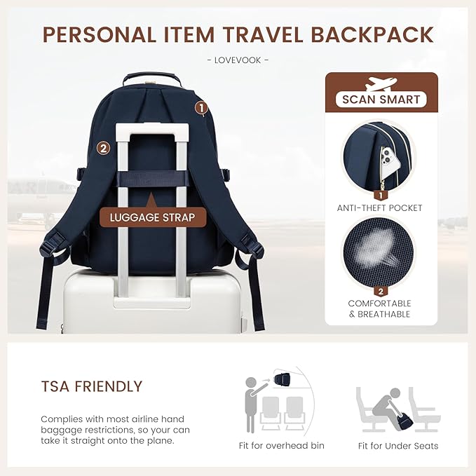 LOVEVOOK Laptop Backpack for Women with Pouch Pocket for Large Capacity Cup,18 Inch Laptop Computer Bag Travel Backpack Purse,Waterproof Work Business Backpack College Teacher Bags,Dark Blue
