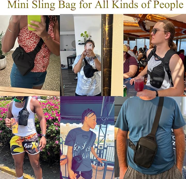 Mini Sling Bag for Men Crossbody,Small Chest Bag Casual Trendy Waterproof Lightweight Phone Crossover Daypack
