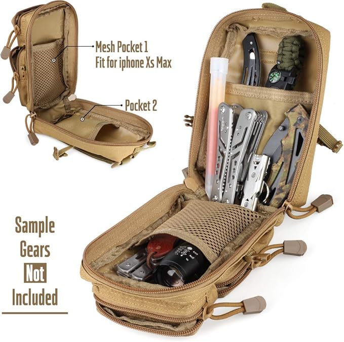 LIVANS Tactical Molle Utility Pouch, EDC Tool Pouch Tactical Phone Pouches Mini Waist Pouches Medical EDC IFAK Pack Mini Design of 3-Day Backpack