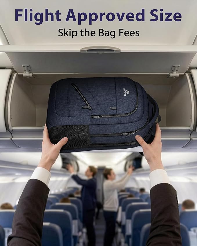 MATEIN 17 Inch Laptop Backpack, Large Work Backpack Travel Carry On TSA Approved with Trolley Sleeve, College Computer Bag with Anti Theft Pocket, Water Resistant Commute Daypack for Men, Dark Blue