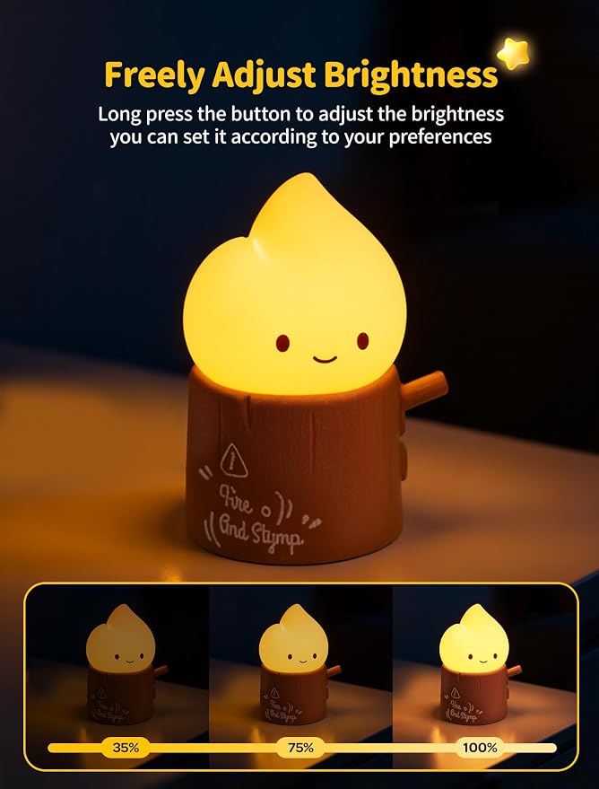 Candle Night Light, Flameless Flame Lamp, Rechargeable Fire Lights | Portable Campfire Light, Warm Flickering Decorative Lights, Halloween Decorations Indoor, Funny Gifts for Kids Childrens