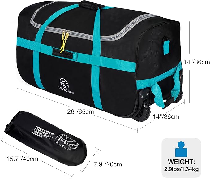 REDCAMP 85L/120L/140L Foldable Duffle Bag with Wheels, Large Travel Duffel Bag