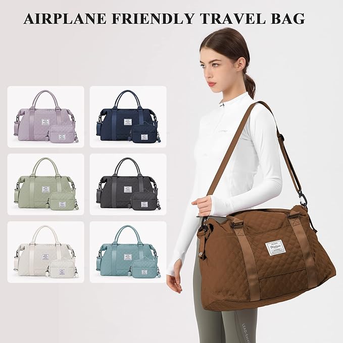HYC00 Travel Duffel Bag,Carry-on Overnight Weekender Bags for Women,Sports Tote Gym Bag with Wet Pocket