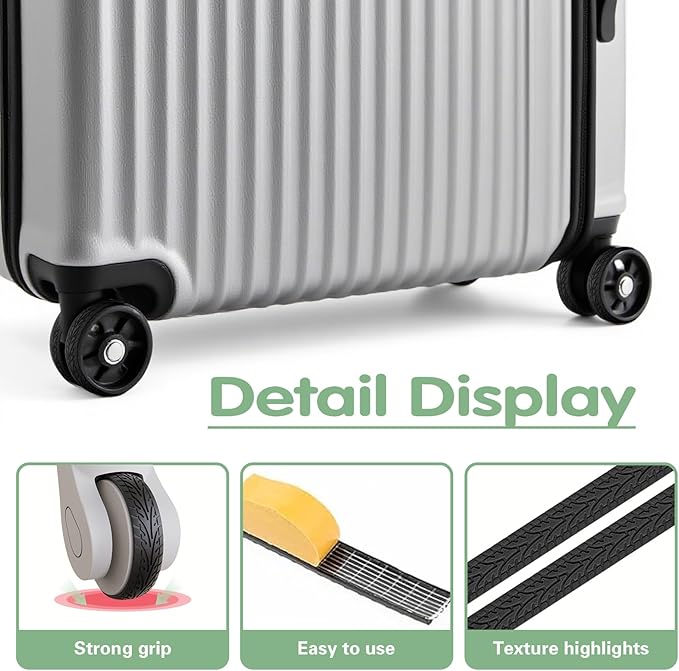Upgraded Version 8Pcs Silicone Luggage Wheel Covers, Silent Noise Reduction Shock Protector for Spinner Wheel Suitcases & Office Chair Casters, Universal Fit (Green)