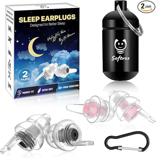 Ear Plugs for Sleeping, Comfy Reusable Earplugs for Sleep, Snoring, Deep Focus, Travel, Noise Sensitivity, Tinnitus Relief, Flexible Silicone Hearing Protection, 27dB Noise Reduction,BKPK
