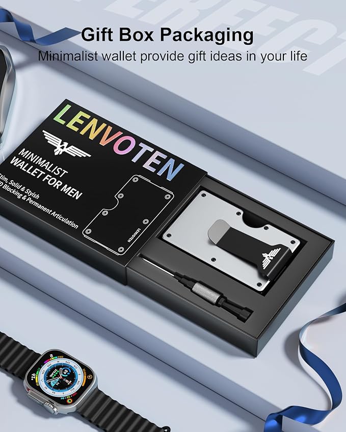 Upgraded Hinged Minimalist Wallet for Men | Slim Metal RFID Blocking Wallet | Credit Card Holder & Money Clip Holds 20 Cards | Premium Scratch-Resistant Finish | Ideal Gift for Men(AirTag Compatible)