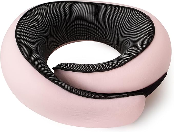 NOCRLG Travel Pillow, Travel Neck Pillow for Airplanes Car, 100% Pure Memory Foam Travel Pillow, Sleeping Essentials for Long Flight 360° Head Support Degree Comfort and Breathability (Pink)