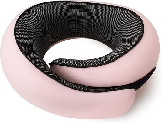 NOCRLG Travel Pillow, Travel Neck Pillow for Airplanes Car, 100% Pure Memory Foam Travel Pillow, Sleeping Essentials for Long Flight 360° Head Support Degree Comfort and Breathability (Pink)