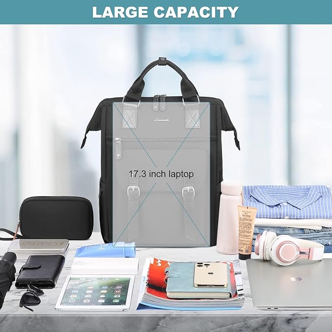 LOVEVOOK Laptop Backpack for Women, 15.6 Inch Teacher Nurse Bag Work Travel Computer Backpacks Purse, College Bookbag for School, Water Resistant Daypack, 17.3 inch
