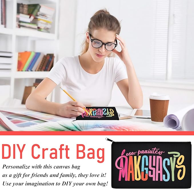 Legigo Blank Canvas Bag Zipper Pouch Makeup Bags Bulk - Multi-Purpose Canvas Pencil Pouch with Sturdy Zipper, Cosmetic Bag Travel Toiletry Bag for DIY Craft Projects, Storage (8.3 x 5 inches)
