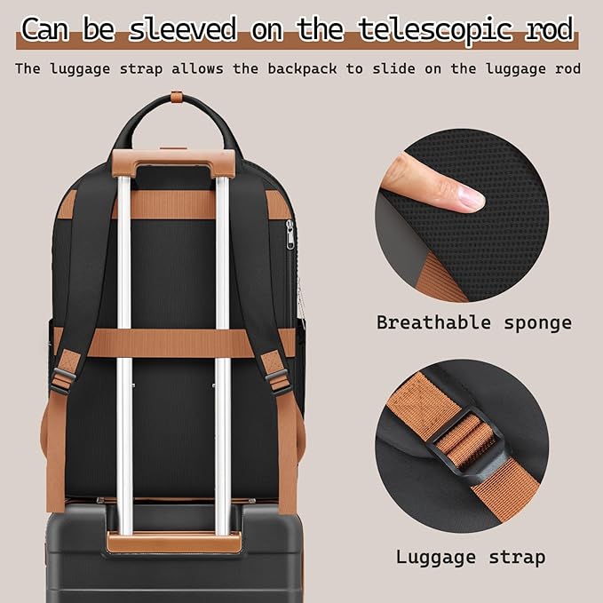 Melalenia Suitcase Sets 6 Piece Hard Shell Carry on Luggage with Spinner Wheels and TSA Lock, Lightweight Travel Backpack for Women, Men, Black Brown