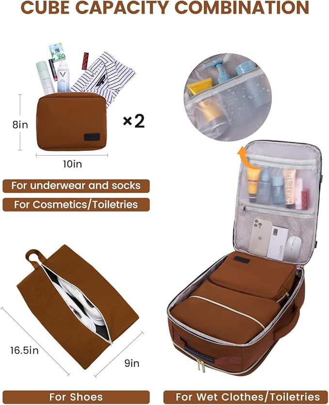 LOVEVOOK 50L Travel Backpack for Women & Men, Airline Approved Carry On Luggage with 3 Packing Cubes, TSA Overnight Bags, Waterproof Personal Item Bag, Weekender Essentials Backpacks fits 17" Laptop