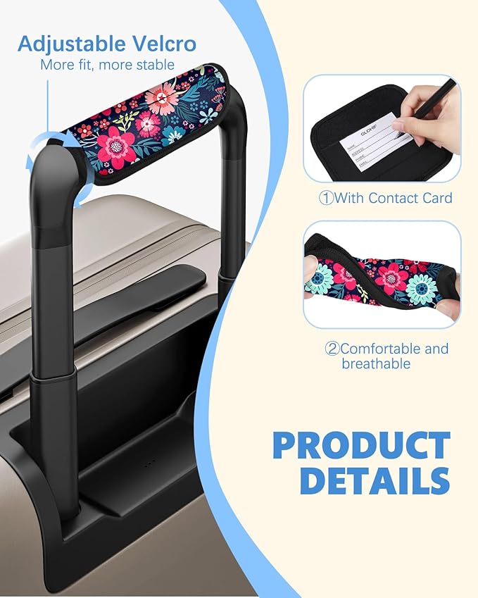 Slohif Luggage Handle Wrap 3Pcs Suitcase Identifier - Bag Strap Cover For Bogg Travel Accessories Easy Identification Bright Marker Sleeve Grips Comfort Neoprene Concealed Tag For Airport, Flower