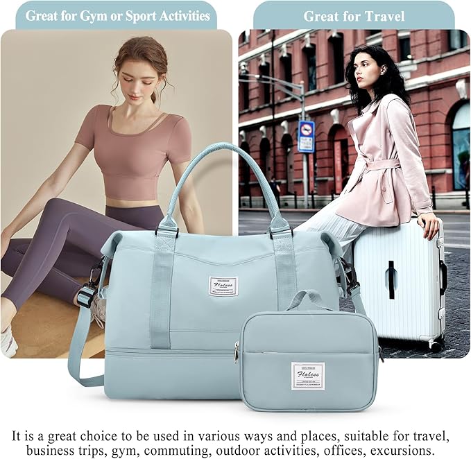 Weekender Bags for Women,Personal Item Travel Bag with Shoes Compartment,Overnight Travel Duffel Bag with Toiletry Bag