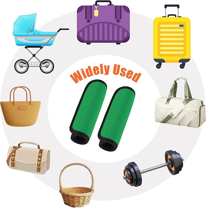 Luggage Handle Wrap 5 Pack, Luggage Tags |Handle Wraps|Handle Covers for Suitcase/Beach Bag/Backpacks, Bright Suitcase Identifiers Travel Accessories for Airplane (Green x 5)