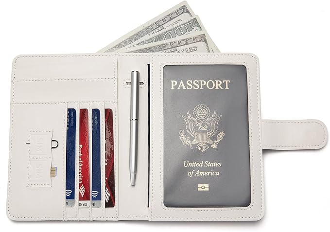 Passport Holder for Travel Essentials, RFID Blocking Passport Wallet Cover with Magnetic Closure, Passport Book Holders for Women and Men (Cafe Terrace at Night)