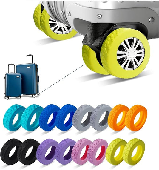 16-Pack Luggage Wheel Covers, Luggage Wheel Protector Covers for 2-2.4 inches Wheels Suitcases，Anti-Scratch & Noise Reduction Design, Silicone MaterialDurable Travel Case Accessories(16, Yellow).