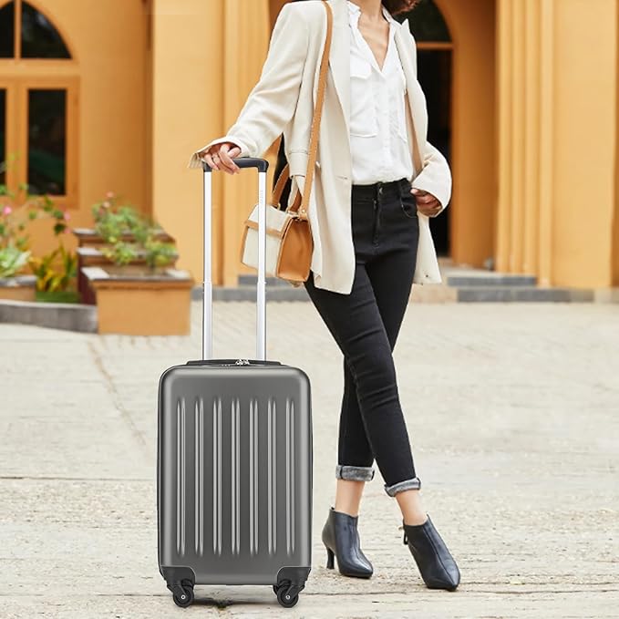 Kono 20-Inch Small Hardside Carry-on Suitcase with Spinner Wheels, Lightweight ABS+PC Rolling Cabin Suitcase for Airplane Travel (Grey, for 1-3 Days of Travel)