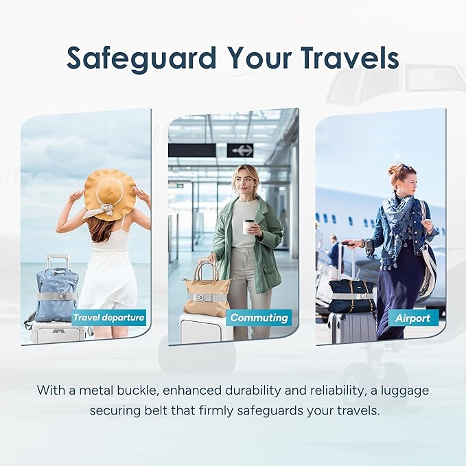 Travel Inspira Travel Belt for Luggage - Stylish & Easy-to-Use Elastic Strap for Suitcases & Carry-On Bags, Adjustable for Secure Travel