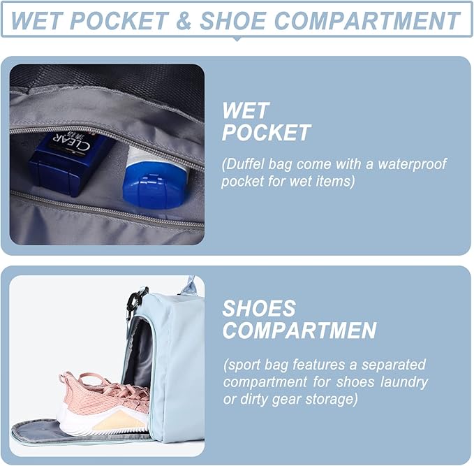 Weekender Duffel Bags for Women Men, Travel Totes Bag for Airplane, Cute Sports Gym Dance Bag Overnight Luggage Bag with Wet Pocket Shoe Compartment