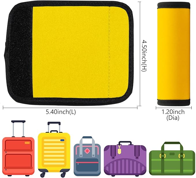 Luggage Handle Wrap 6 Pack-Neoprene Luggage Handle Wraps for Suitcase/Beach Bag/Backpacks Bright Suitcase Identifiers Travel Accessories for Airplane (Gold)