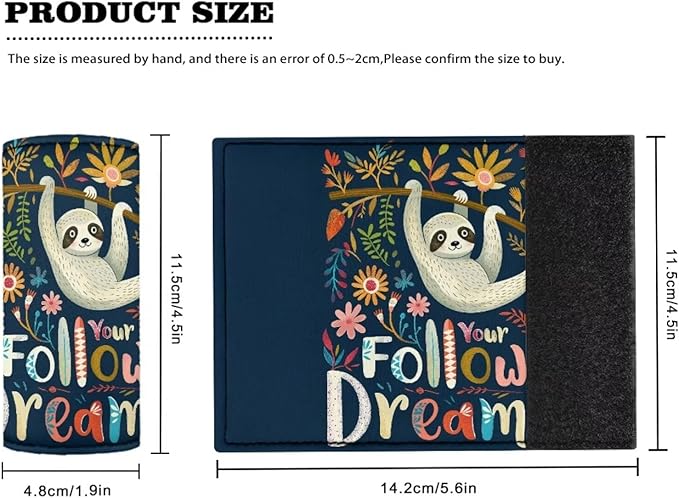 BIGCARJOB Cute Sloth Luggage Handle Cover Replacement 2 Pieces Follow Your Dream Sloth Suitcase Identifier Protective Cover Trolley Case Grip Travel Luggage Handle Wrap Luggage Accessories