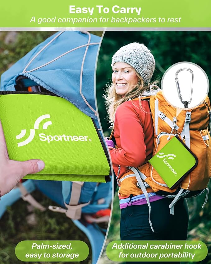 Sportneer Sitting Pad: Lightweight Waterproof Folding Seat Pad for Backpacking, 15.75'' x 15.75'' Portable Camping Seat Mat for Hiking, Picnics Beach & Outdoor Use, 0.13lbs