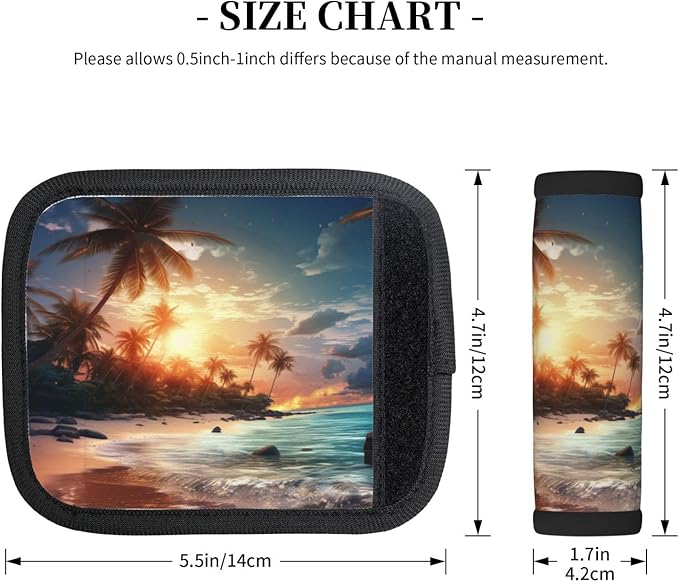 Luggage Handle Wraps Tropical Hawaii Palm Tree Sea Beach Luggage Identifiers Soft Neoprene Luggage Handle Wraps For Suitcase Trolley Handle Grip Cover 2 Pack Luggage Tags