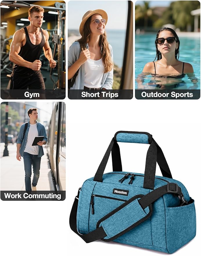 Noozion 14 inch Small Gym Bag for Women & Men, Lightweight Carry On Mini Duffle Bag with Multiple Pockets, Sports Bag for Travel and Workout.