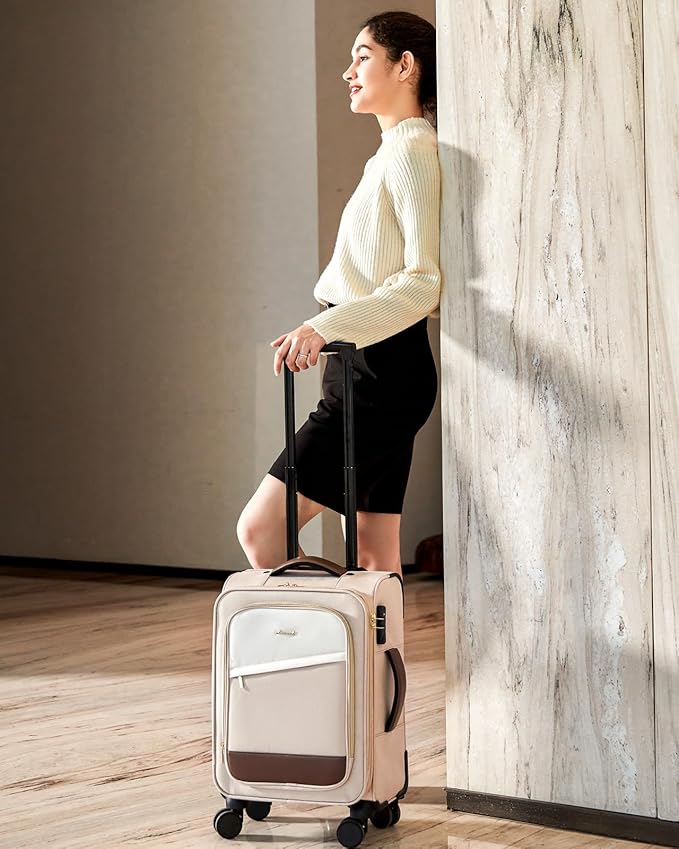LOVEVOOK 4 Pcs Carry On Luggage 22x14x9 Airline Approved, 20 Inch Carry On Suitcases with Wheels, Softside Rolling Suitcase for Women Men, with TSA Lock Weekender Travel Luggage