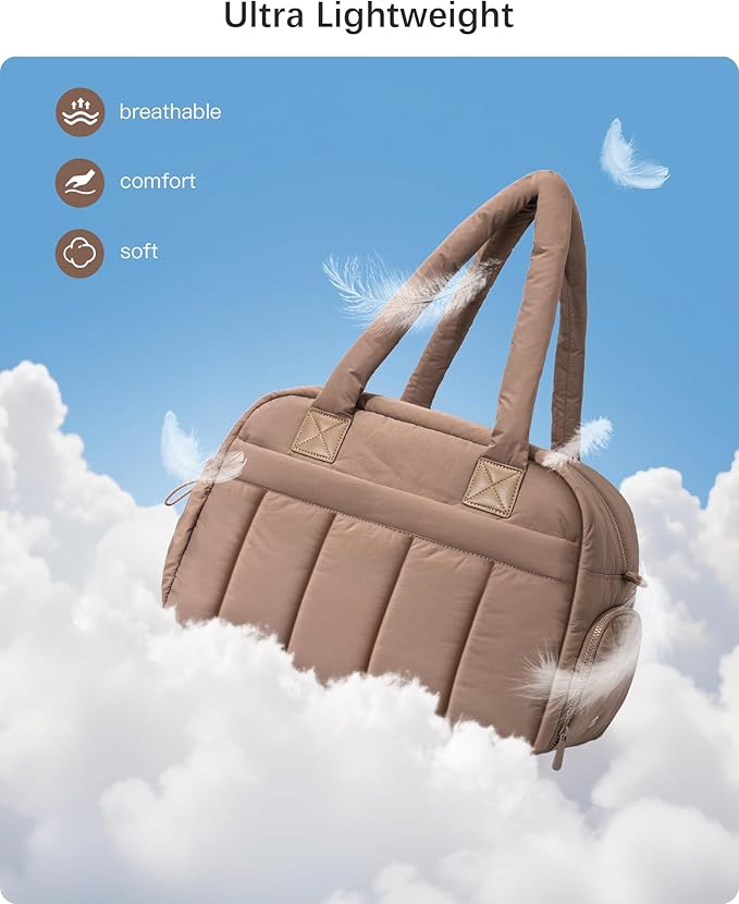 oscaurt Gym Bag for Women Puffer Duffle Bag for Travel Water Resistant Carry On Weekender Overnight Duffel Dance Bag with Shoe Compartment