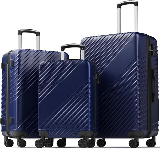 Luggage Sets 3 Piece, ABS Hardside Suitcase Set (20/24/28) with Spinner Wheels, TSA Security Lock, Airline-Approved Carry-On & Lightweight Large Checked Luggage for Business, Travel, Family Vacations