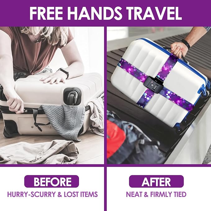 Adjustable Travel Luggage Strap Suitcase Belt Travel Bag Accessories 1.96 in W x 6.23 ft L