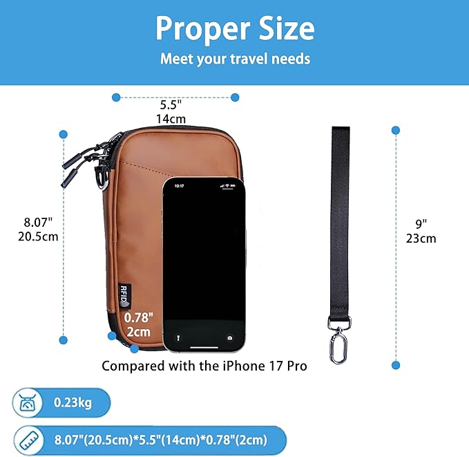 family passport holder for 4 passport wallet for travel passport cover rfid blocking for women waterproof wallet with zipper airtag passport case for men multiple passport bag (BROWN)