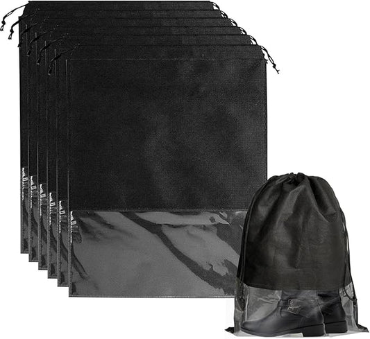 6 Pack Shoe Bags for Tall Boot Knee Travel High Boot Storage Organizers Bag -15.7‘’ X 19.6‘’, Black
