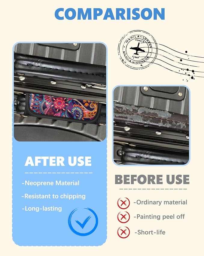 Slohif Luggage Handle Wrap 5Pcs Suitcase Identifier - Bag Strap Cover For Bogg Travel Accessories Easy Identification Bright Marker Sleeve Grips Comfort Neoprene Concealed Tag For Airport Foral