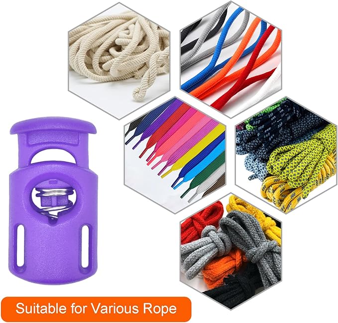 CooBigo 10 Pack Plastic Spring Cord Locks for Drawstring Paracord, Cord Stopper Toggle Clasps for Sweatpants Hoodie Gloves Hats Swim Goggles String Clip Elastic Shoeslace String Lock