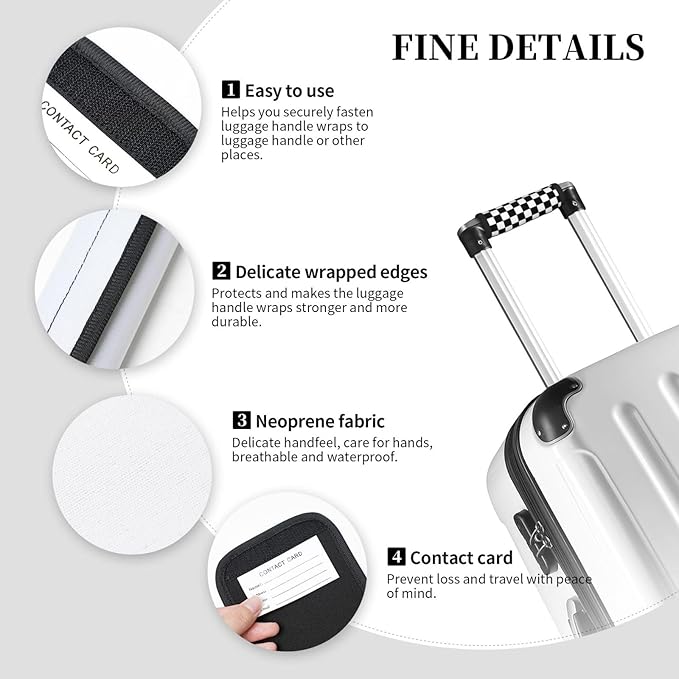 Black and White Racing Handle Wrap 2 Packs, Soft Handle Grip for Women Men Travel Luggage Outdoor Bag Markers Décor